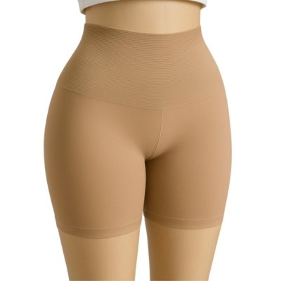 Kit 2 Bermuda Modeladora Reflexo Íntimo Short Segunda Pele Plus Size Compressora Cintura Alta Bege e Preto