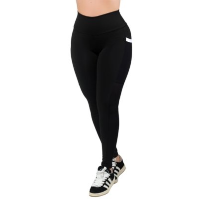 Kit 2 Calça Legging Com Bolso Reflexo Íntimo Cintura Alta Bolso Branco e Preto