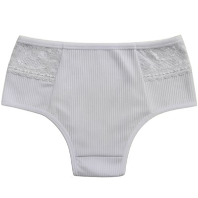 Kit 2 Calcinhas Reflexo Íntimo Com Renda Canelada Lingerie Básica Multicolorida