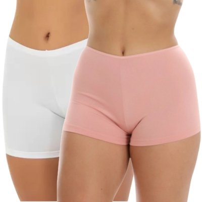 Kit 2 Short Segunda Pele Reflexo Íntimo Anágua Anti Atrito Para Usar Por Baixo Branco e Rosa