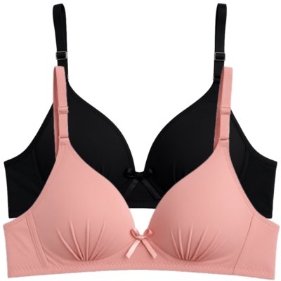 Kit 2 Sutiã Com Soft Bojo Reflexo Íntimo Básico Alça Ajustável Uso Dia a Dia Preto e Rosa