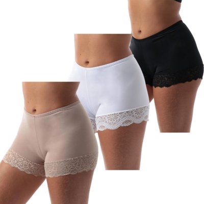 Kit 3 Short Anágua Com Renda Reflexo Íntimo Segunda Pele Curta Multicolorido
