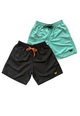 Kit 2 Short Bermuda Moda Praia Tactel Liso Relaxado
