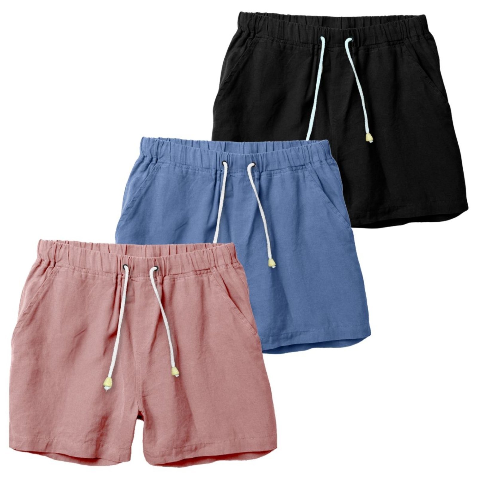 Kit 3 Shorts Linho Premium Bermuda Masculina Moda Praia Luxo