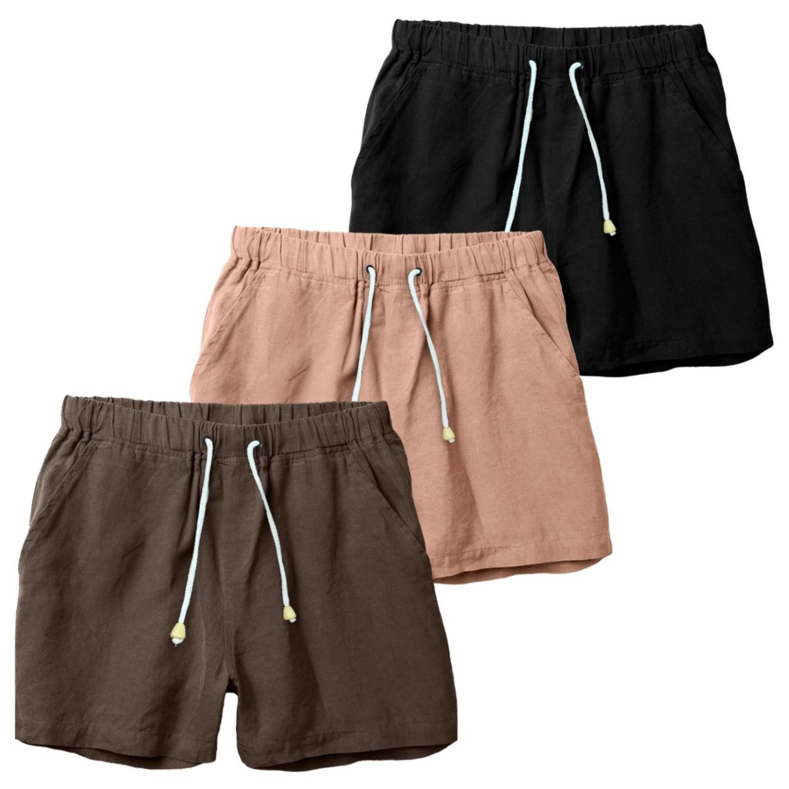 Kit 3 Shorts Linho Premium Bermuda Masculina Moda Praia Luxo