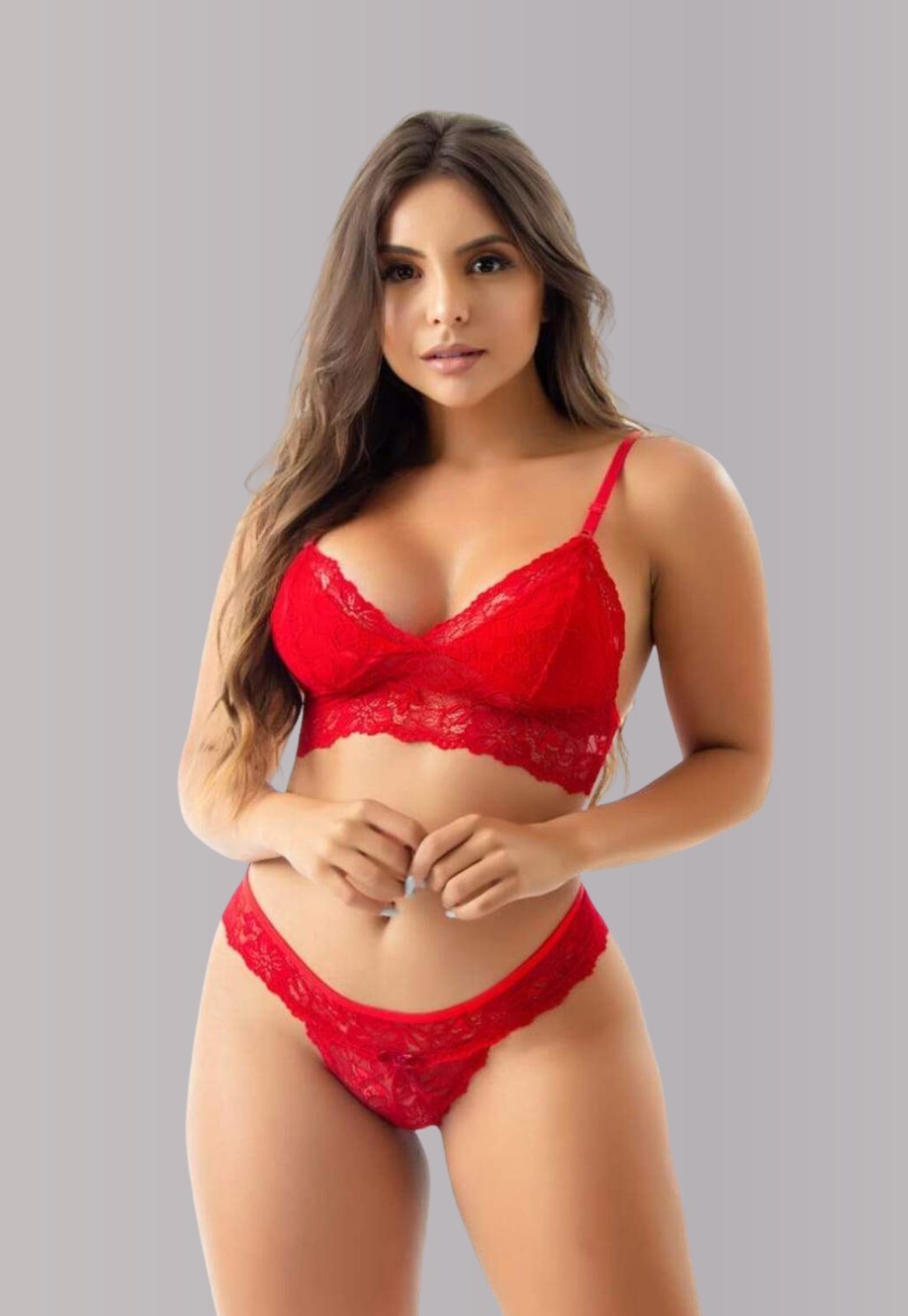 Conjunto Calcinha Suti Sem Bojo Renda Lingerie Sexy Vermelho 301