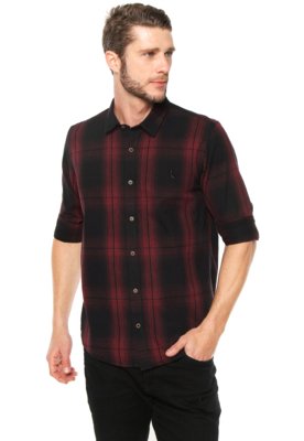 Camisa Reserva Regular Fit Xadrez Preta/Vinho Menor preço em Camisa Reserva Regular Fit Xadrez Preta/Vinho