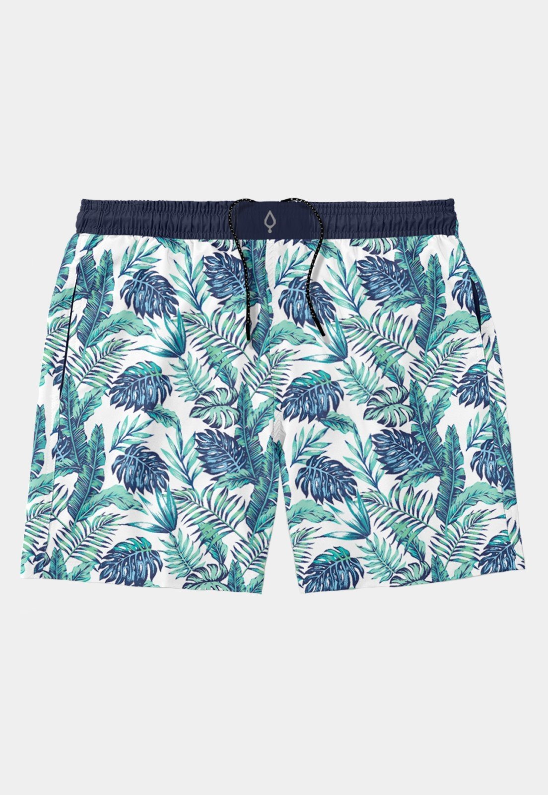 Short Resina Bermuda Praia Tactel Masculino Estampado Folhas Básico