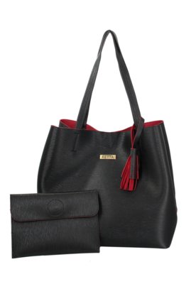 Bolsa Sacola Com Necessaire Retta Shoes Preta E vermelha Menor preço em Bolsa Sacola Com Necessaire Retta Shoes Preta E vermelha