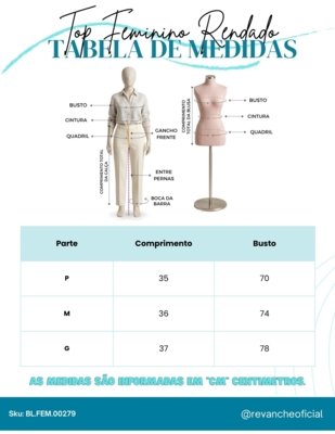 Top Feminino Rendado com Alcinha Regulável Revanche - BL.FEM.0027