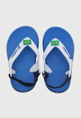 Chinelo Infantil Rider de Dedo com Elástico Traseiro Brasil Azul