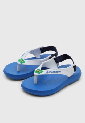 Chinelo Infantil Rider de Dedo com Elástico Traseiro Brasil Azul