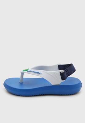 Chinelo Infantil Rider de Dedo com Elástico Traseiro Brasil Azul