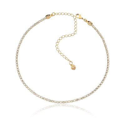 Colar Rincawesky Choker Cristal Dourado Menor preço em Colar Rincawesky Choker Cristal Dourado