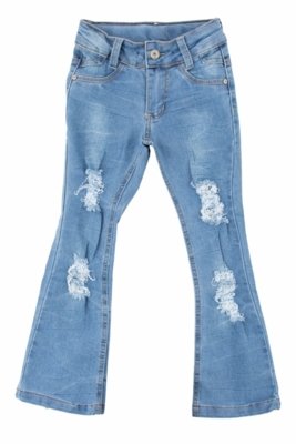 Calça Rioutlet Jeans Flare Rasgos Infantil Menor preço em Calça Rioutlet Jeans Flare Rasgos Infantil