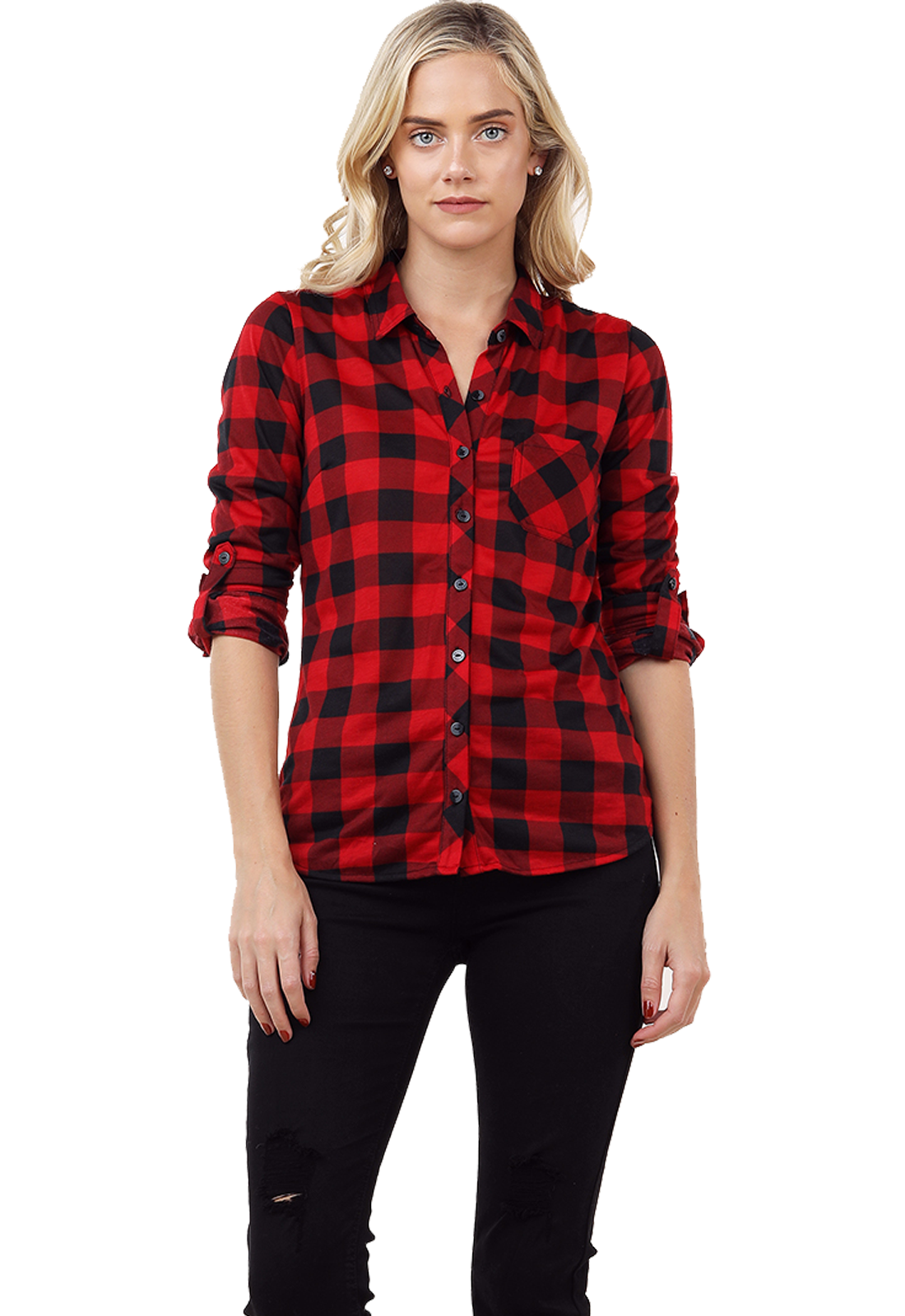 Camisa feminina sale xadrez vermelha