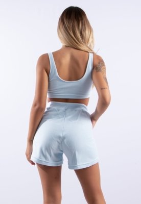 Conjunto Rioutlet Cropped + Short Algodão Doce Azul