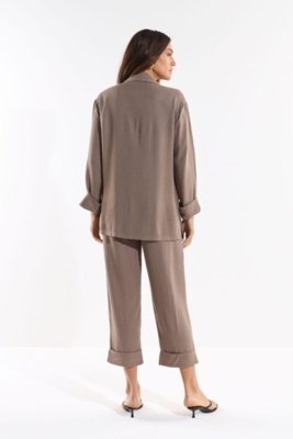 Calça Cropped Barra Virada Ritmi Studio Cinza