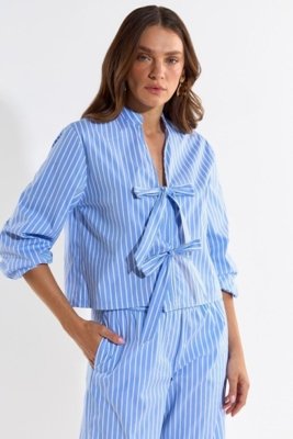 Calça Listrada Cós De Elástico Ritmi Studio Azul
