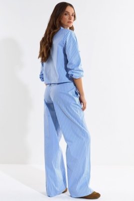 Calça Listrada Cós De Elástico Ritmi Studio Azul