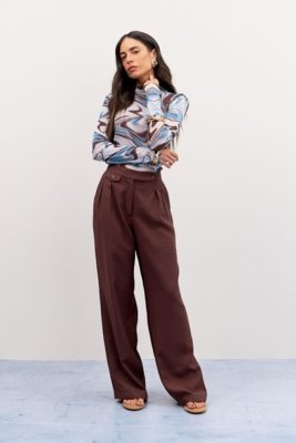 Calça Reta C/ Pregas Ritmi Studio Azul