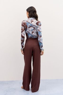 Calça Reta C/ Pregas Ritmi Studio Azul