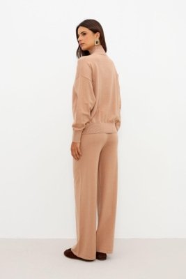 Calça Reta Cós Elástico Ritmi Studio Bege