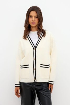Cardigan Manga Longa Bicolor Ritmi Studio Preto