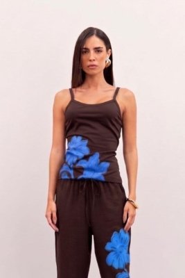 Regata Basica Estampada Ritmi Studio Marrom