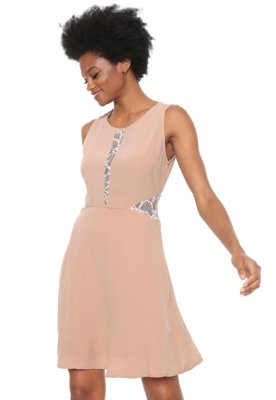 Vestido Road Mel Curto Renda Bege Menor preço em Vestido Road Mel Curto Renda Bege