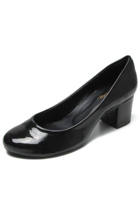 sapato preto verniz salto grosso