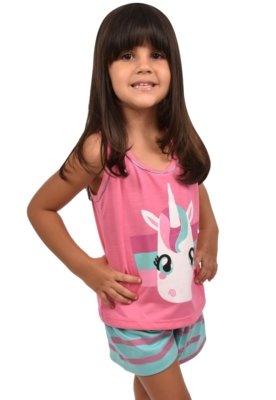 Pijama RT Infantil Menina Blusa Alça Com Short Unicórnio 0297 Rosa Menor preço em Pijama RT Infantil Menina Blusa Alça Com Short Unicórnio 0297 Rosa