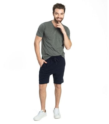 Bermuda Masculina Moletinho Com Bolsos Rovitex Azul