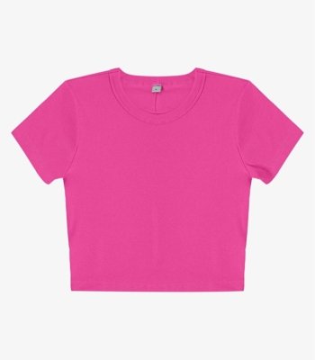 Blusa Cropped Ribana Básica Rovitex Rosa