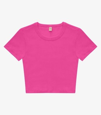 Blusa Cropped Ribana Básica Rovitex Rosa