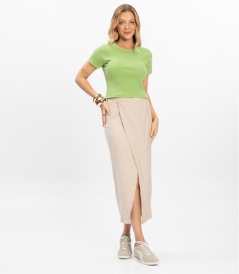 Blusa Cropped Ribana Básica Rovitex Verde