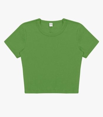 Blusa Cropped Ribana Básica Rovitex Verde