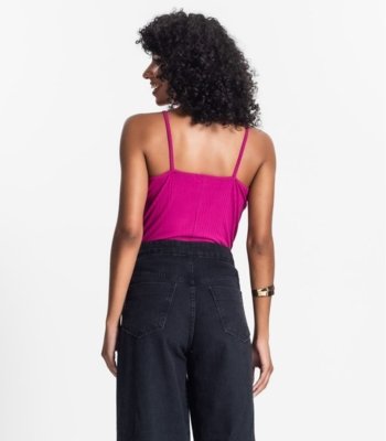 Blusa De Alça Feminina Ribana Canelada Rovitex Roxo