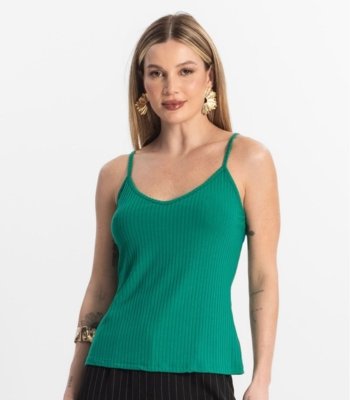 Blusa De Alça Feminina Ribana Canelada Rovitex Verde