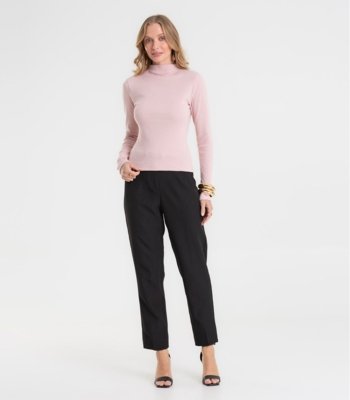 Blusa Manga Longa Ribana Básica Rovitex Rosa