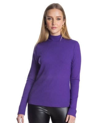 Blusa Manga Longa Ribana Canelada Rovitex Roxo