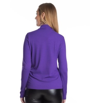 Blusa Manga Longa Ribana Canelada Rovitex Roxo