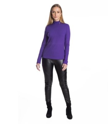 Blusa Manga Longa Ribana Canelada Rovitex Roxo
