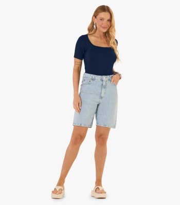 Blusa em Ribana Canelada Rovitex Azul