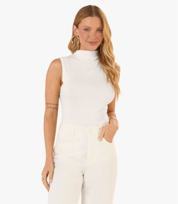 Blusa em Ribana Canelada Rovitex Bege