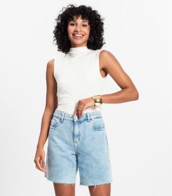 Blusa em Ribana Canelada Rovitex Bege