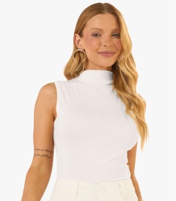 Blusa em Ribana Canelada Rovitex Bege