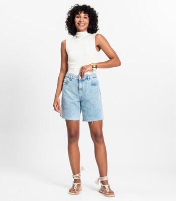 Blusa em Ribana Canelada Rovitex Bege