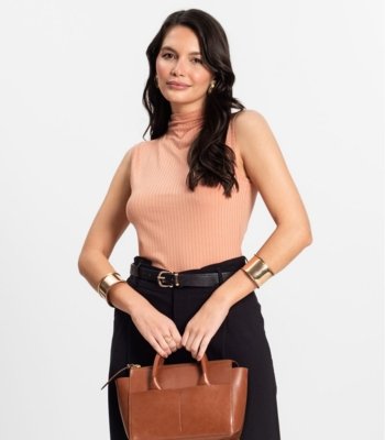 Blusa em Ribana Canelada Rovitex Marrom
