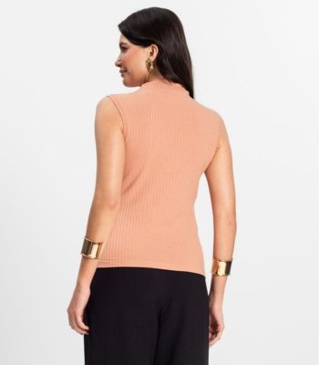 Blusa em Ribana Canelada Rovitex Marrom